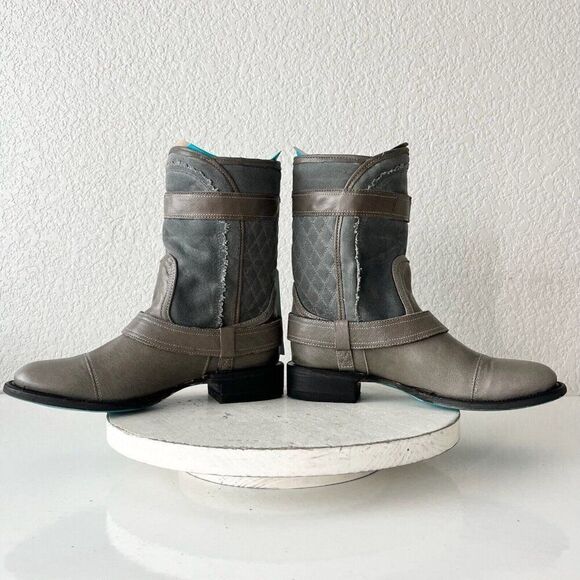 NEW Lane DUSTOFF Womens Cowboy Boots 6 Gray Leather Western Cowgirl Ankle Bootie - Picture 7 of 11